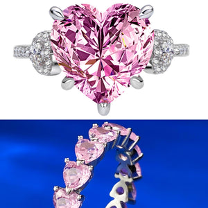 78【BETXEU】Bestseller Heart-Shaped 12*12mm Pink 925 Silver High Carbon Ring 78【BETXEU】Bestseller Heart-Shaped 12*12mm Pink 925 Silver High Carbon Ring