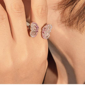 194【B194【 ETXEU】 New Red Powder Butterfly Ring S925 Silver Plated Gold Elegant High-end Flexible Opening Ring 194【B194【 ETXEU】 New Red Powder Butterfly Ring S925 Silver Plated Gold Elegant High-end Flexible Opening Ring