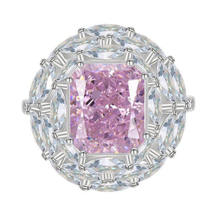 313 【BETXEU】High-Quality Pink Blossom Lab-Grown stone S925 Silver Ring 313 【BETXEU】High-Quality Pink Blossom Lab-Grown stone S925 Silver Ring