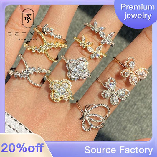 【BETXEU】S925 Butterfly Moon design ring Elegant