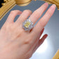 76【BETXEU】Rectangular 4 Carat Women's Ring Band with Fancy Yellow 9*11mm Ice Flower Cut Ring