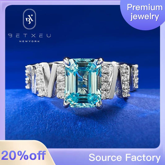 275 [BETXEU] S925 Light Sea Blue Ring