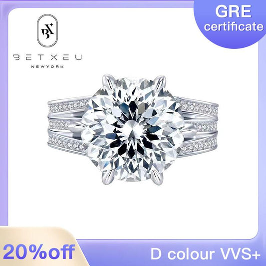 280 [BETXUE JEWELRY]  10 CT Sassy Lady S925 Moissanite Ring