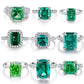 13 [BETXEU JEWELRY]  EMERALD GREEN S925 8A High carbon Ring collection