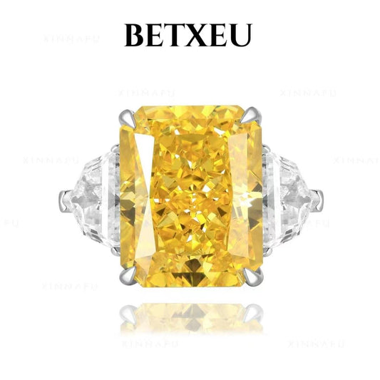 441 [BETXEU] The Queen of Sun Yellow Diam-ond Ring Radiant Cut Rectangular Brilliant