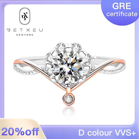 [BETXUE B41] Maiden's wreath 1CT S925 Moissanite Ring