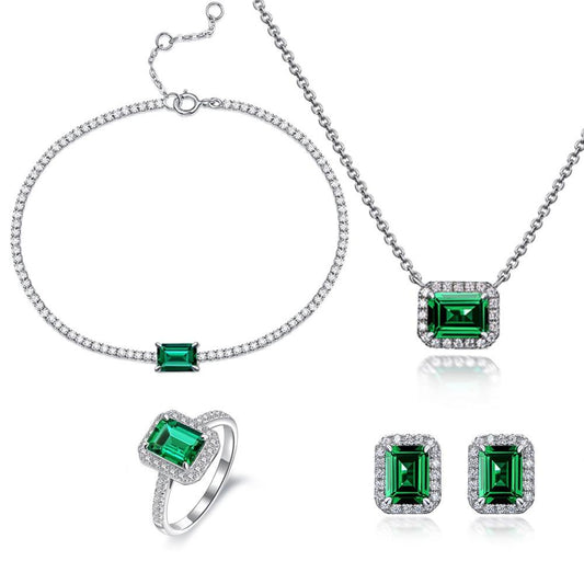 391  [BETXEU JEWELRY] Vivid Green S925 emerald jewelry set