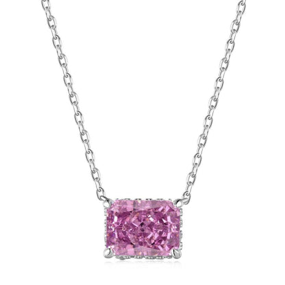 BETXEU】 S925 Ice flower cutting high carbon square necklace