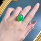 375【BETXEU] High Ice Green Jadeite Elegant Style Large Oval 15*20mm Agate S925 Ring