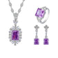 122【BETXEU】Purple set S925 Earrings/ring/necklace high carbon Daily