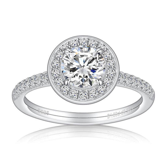 82【BETXEU】Luxury Round Moissanite Ring in 925 Sterling Silver