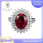 309[BETXUE]S925 Silver Pigeon Blood Red Ring with Cluster Setting