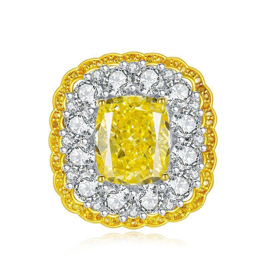 373【BETXEU】Golden Citrine Radiance S925 YELLOW STONE  Ring