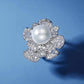 240 [BETXEU] 925 Peony flower freshwater pearl ring