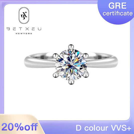 [BETXUE B07]   LUNA I-925 Sterling Silver Moissanite Ring