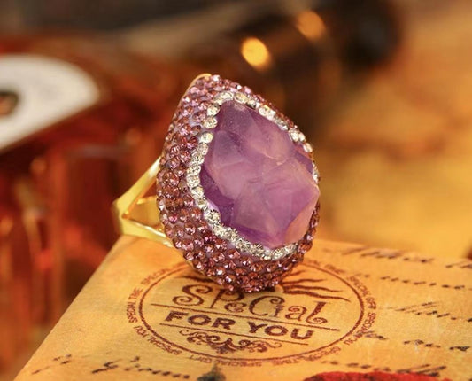 267【BETXEU】S925 Amethyst Purple ring /earrings