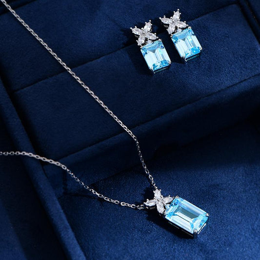 [BETXUE C17] Blue ice cutting  S925 8A High carbon necklace