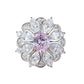 310[BETXUE]S925 Silver Imitation Fireworks Paparacha Oval Pink Ring for Women