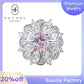 310[BETXUE]S925 Silver Imitation Fireworks Paparacha Oval Pink Ring for Women