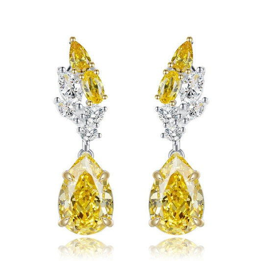 172【BETXEU】S925 Yellow pear earrings