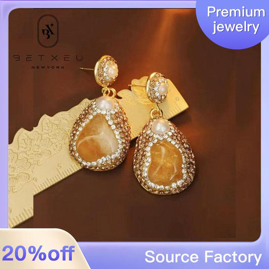 271【BETXEU】S925 natural citrine necklace/earrings