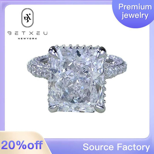 80【BETXEU】 2023 New S925 Silver High-Carbon Ring 10*12 stone