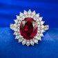 309[BETXUE]S925 Silver Pigeon Blood Red Ring with Cluster Setting