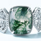 243 [BETXEU] new S925 silver green moss open agate ring