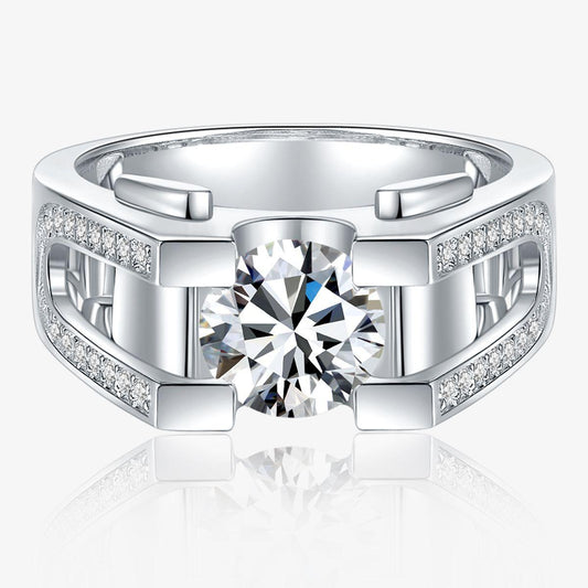 83【BETXEU】Ring for Men 1 CT-2 CT Moissanite Precision-Crafted 925 Silver