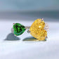 204 [BETXEU ] New Yellow Diamond Contrast Green Heart Shape Ring