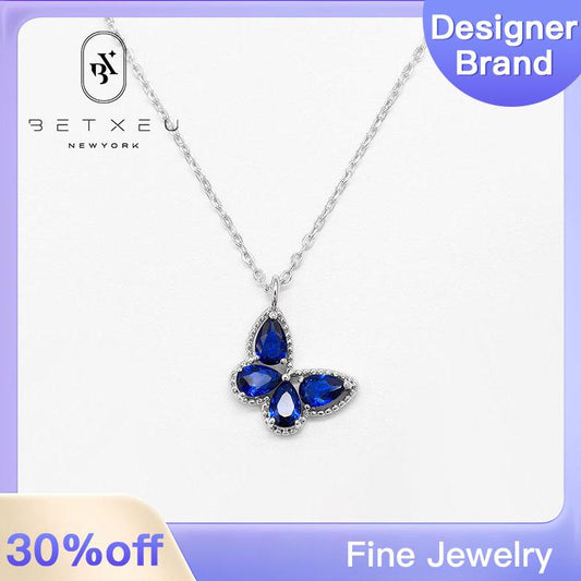 258 [BETXEU] S925 royal blue butterfly necklace