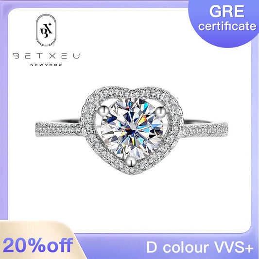 [BETXUE B16] Heart and Love Moissanite Ring