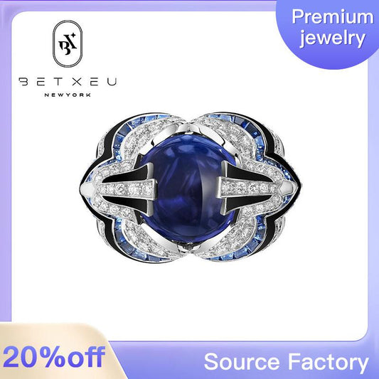 199 [BETXEU ] 925 Ring High Carbon Diamond Royal Blue Ring