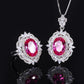 191【BETXEU】S925 Rose red ring /necklace set Wedding