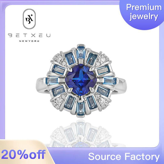 145【BETXEU】S925 BLUE ring Elegant