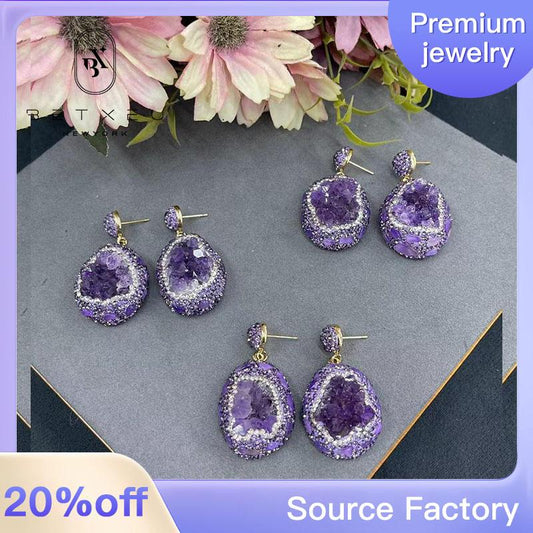 265 [BETXEU] S925 amethyst purple earrings