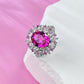 190【BETXEU】S925 Elegant pink flower ring high carbon