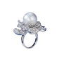 240 [BETXEU] 925 Peony flower freshwater pearl ring