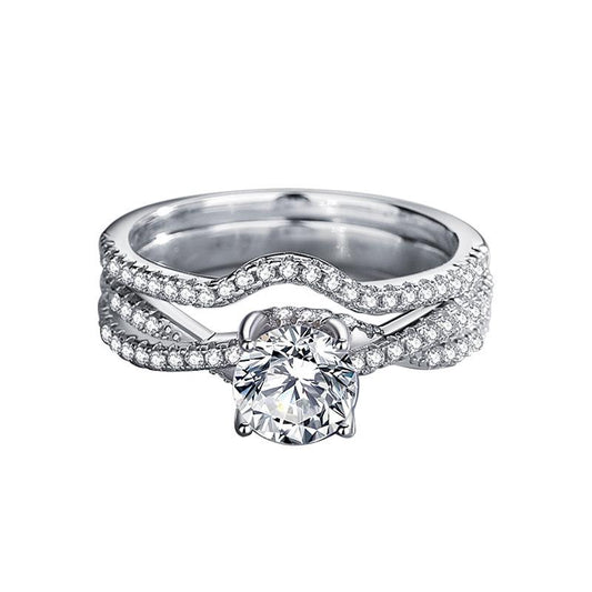 [BETXUE B48]  Moonlight S925 Moissanite Ring Set