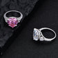 78【BETXEU】Bestseller Heart-Shaped 12*12mm Pink 925 Silver High Carbon Ring