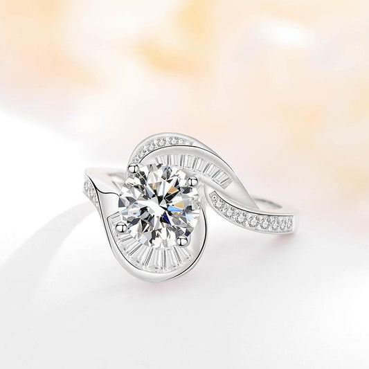 [BETXUE B44]  Ribbon 2CT S925 Moissanite Ring