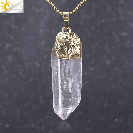 261 [BETXEU] irregular pure crystal stone necklace