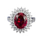 309[BETXUE]S925 Silver Pigeon Blood Red Ring with Cluster Setting