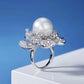 240 [BETXEU] 925 Peony flower freshwater pearl ring