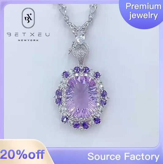 88【BETXEU】Liliana's Starlight S925 White Go ld Plated Lavender Pendant 15*20mm Chain Not Included