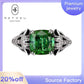 198 [BETXEU ] 925 High Carbon Diamond Green Tourmaline ring