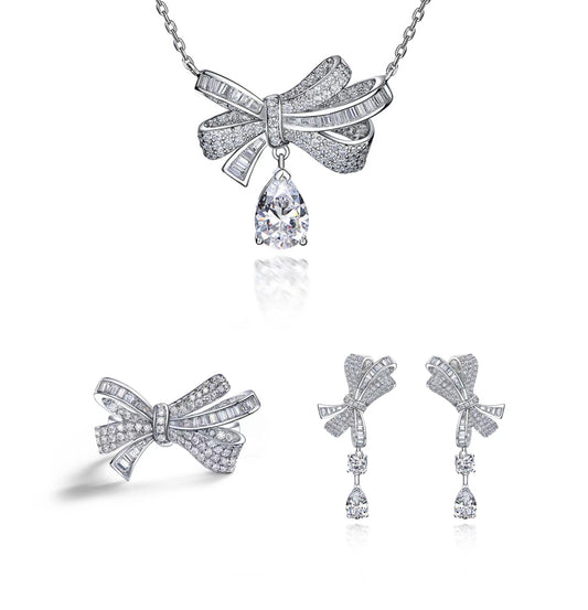 388  [BETXUE]  Eternal Bows Sterling Silver Butterfly Bow Ring and set