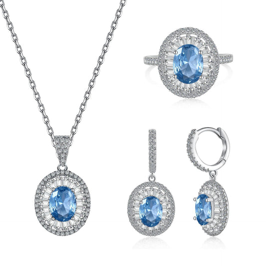 399 [BETXEU JEWELRY] Blue Sea Clarity S925 Set