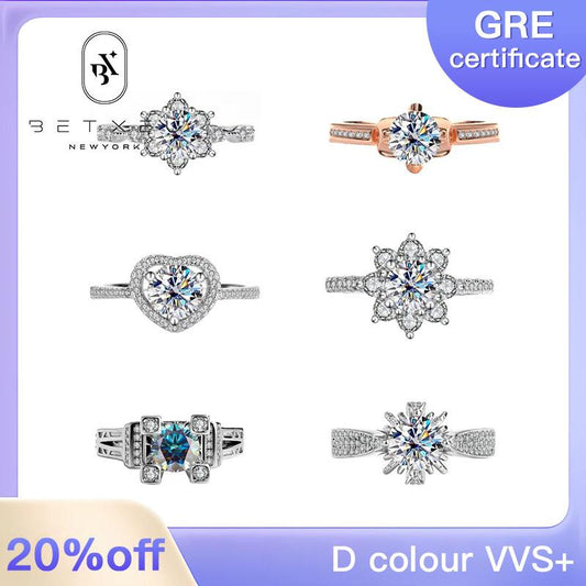 01【BETXEU 】2023 New moissanite One-carat Ring colorful stone Ring collection