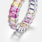 225 [BETXEU] S925 single row inlaid colorful rainbow ring